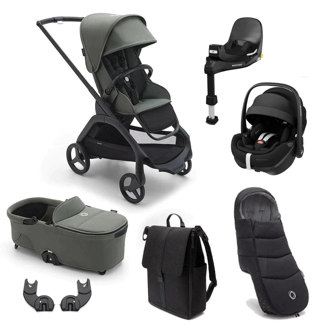 Bugaboo Dragonfly + Pebble 360 Pro2 Ultimate Travel System Bundle - Forest Green