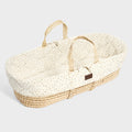 The Little Green Sheep Quilted Moses Basket & Mattress - Linen Rice
