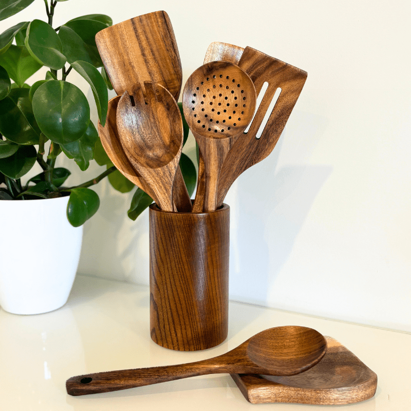 EcoTeak - Sustainable wooden cooking utensil set