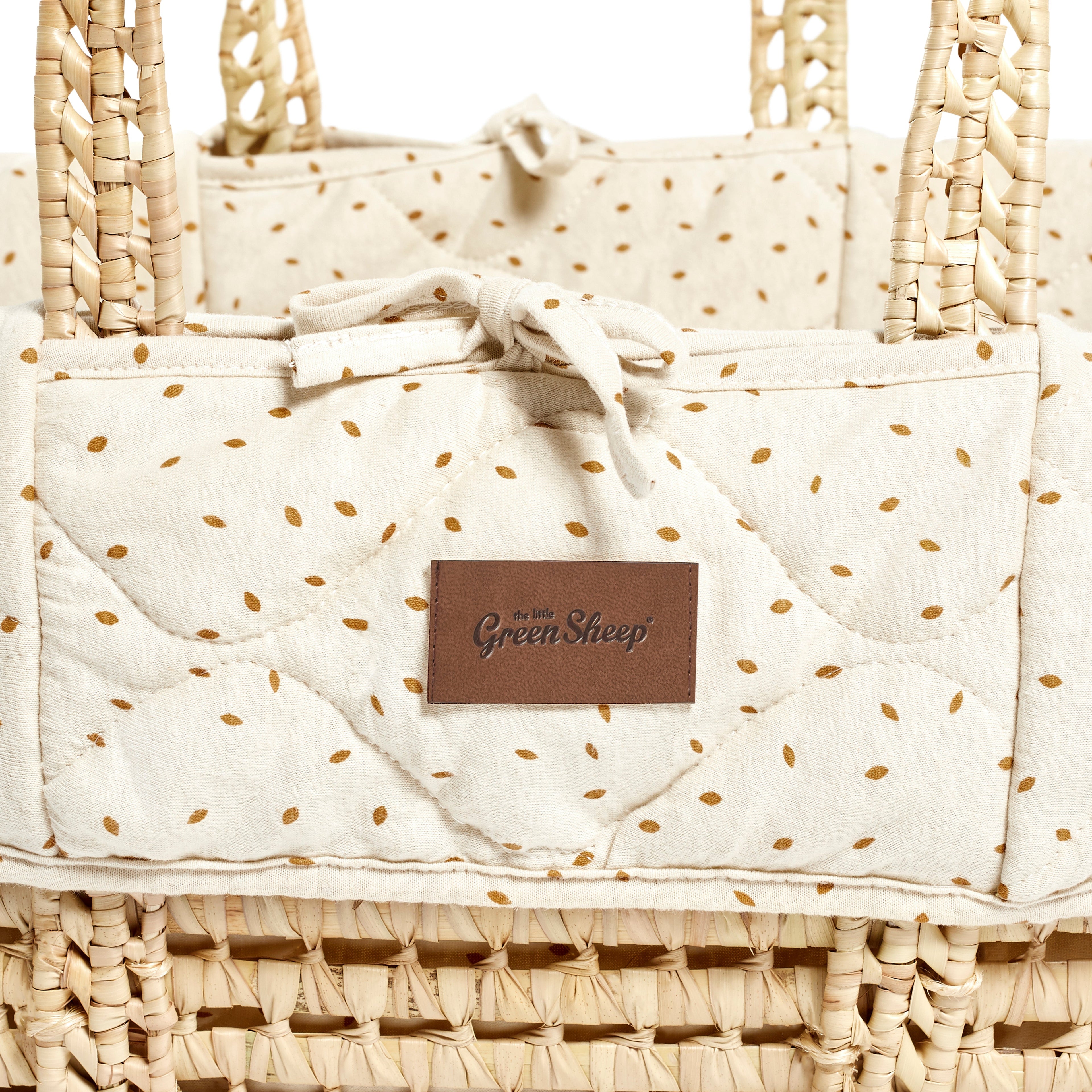 The Little Green Sheep Quilted Moses Basket & Stand - Linen Rice