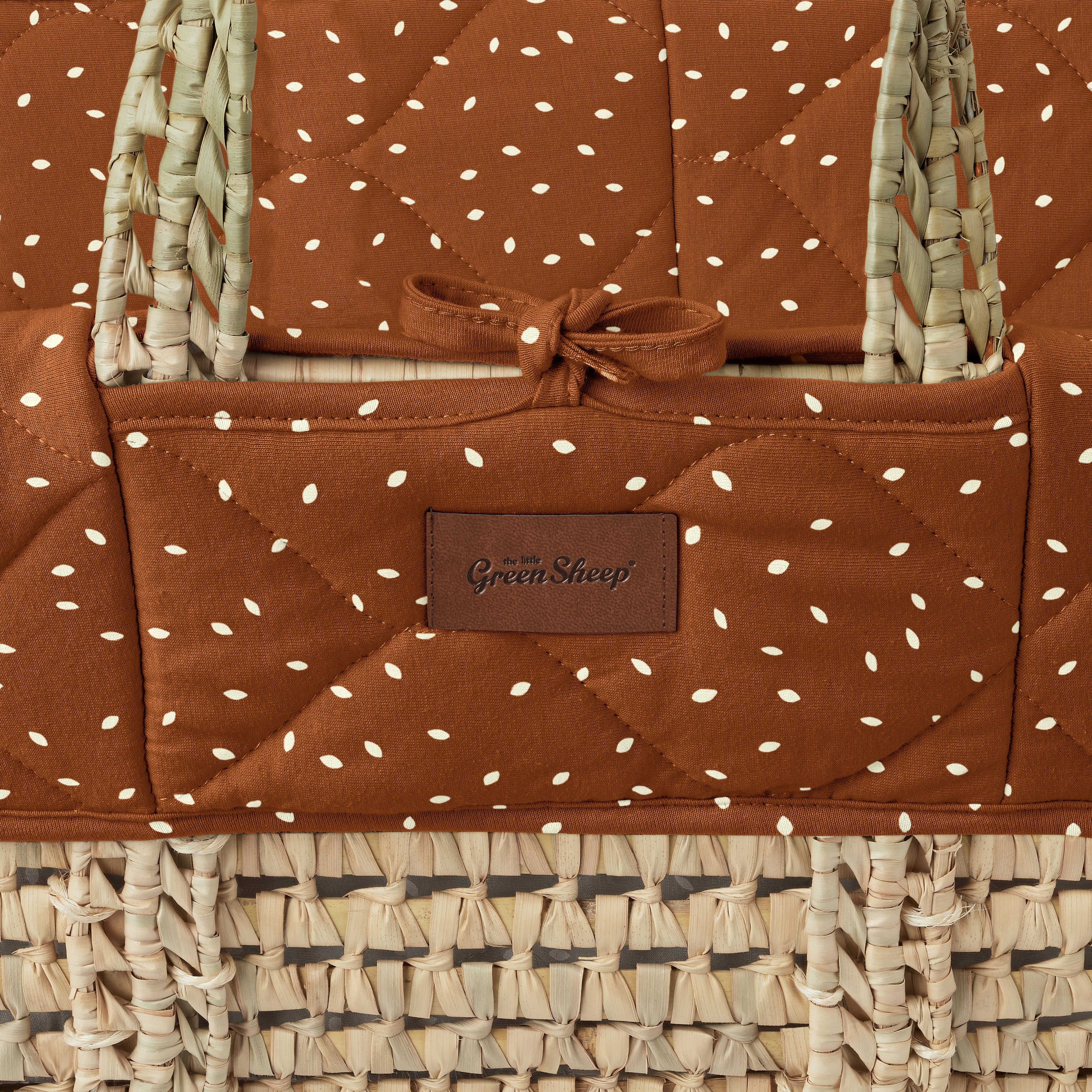 The Little Green Sheep Quilted Moses Basket & Stand - Terracotta Rice