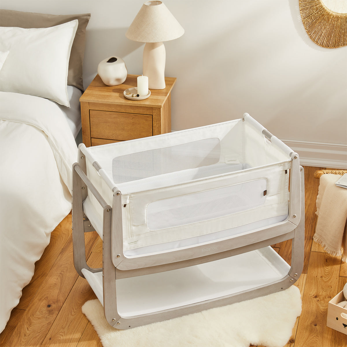 SnuzPod4 Bedside Crib - Natural Edit - Silver Birch
