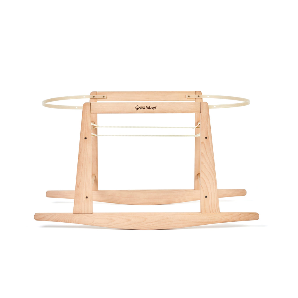 The Little Green Sheep Quilted Moses Basket & Stand - Linen Rice