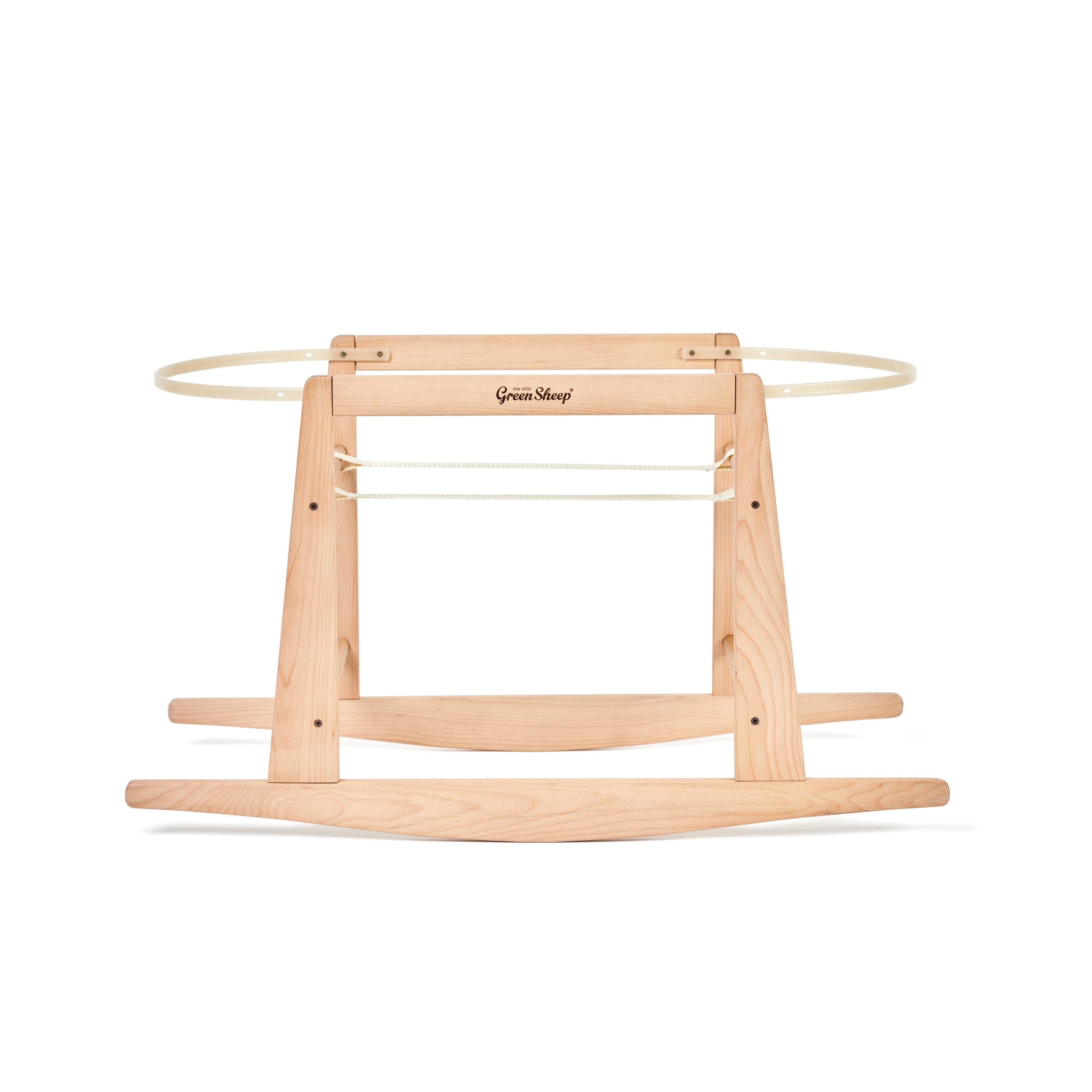 The Little Green Sheep Quilted Moses Basket & Stand - Linen Rice