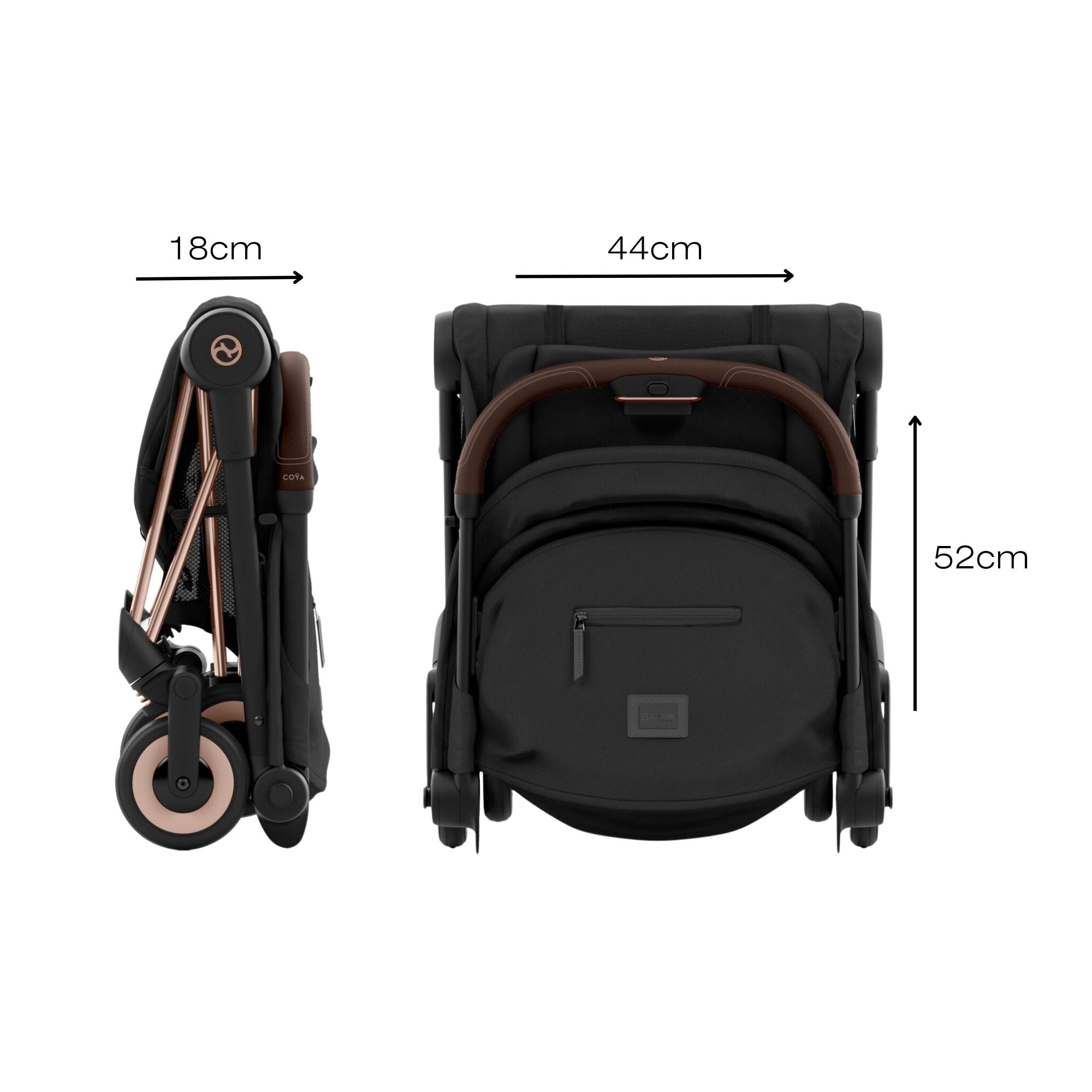 Cybex Coya Compact Stroller 2023 - Matt Black, Cozy Beige