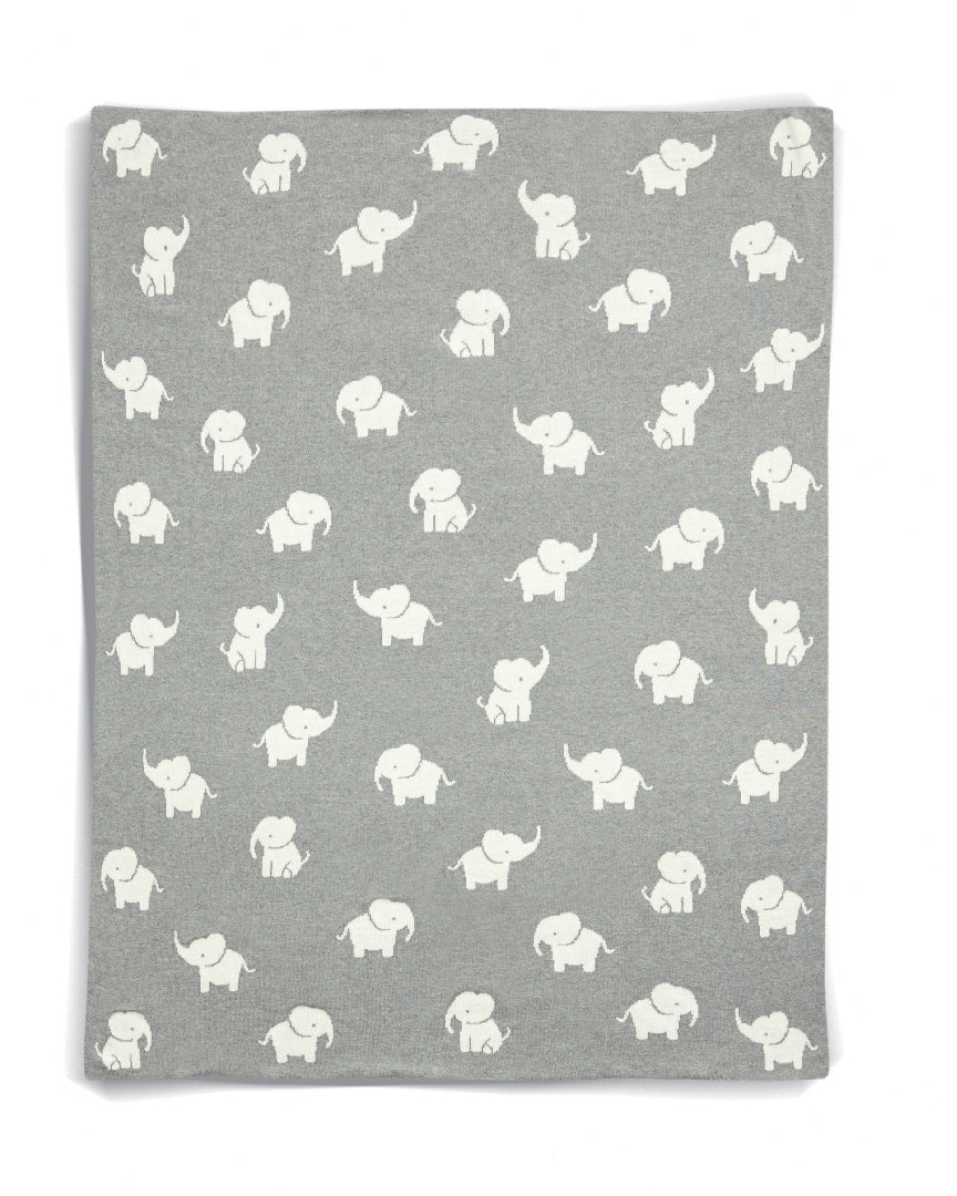 Mamas & Papas Welcome To The World Knitted Elephant Blanket - Grey