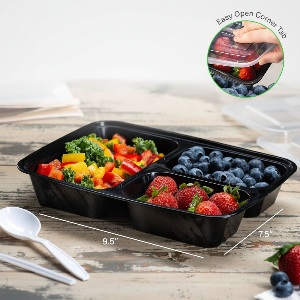 Bento Box with 3 compartments - Efficient meal planning & portion control