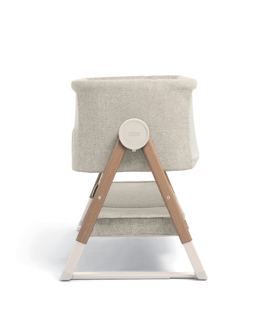 Mamas & Papas Lua Bedside Crib & Sheet Bunde - Fawn | White