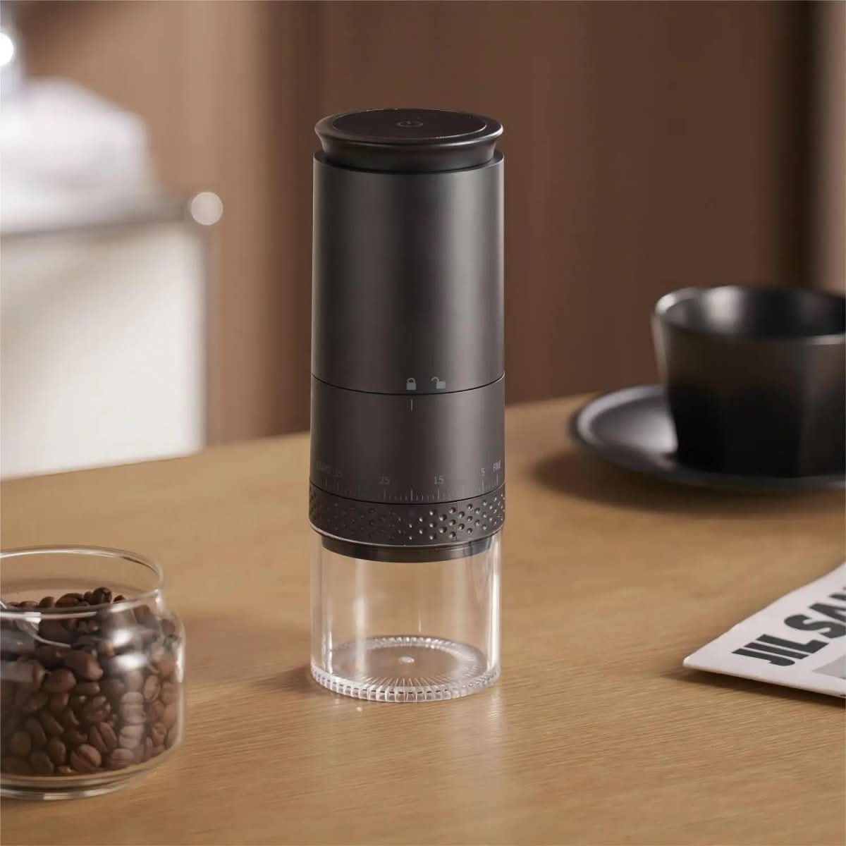 GrindPro – Electric Coffee Grinder with 38 Grinding Levels and USB-C Charging Function