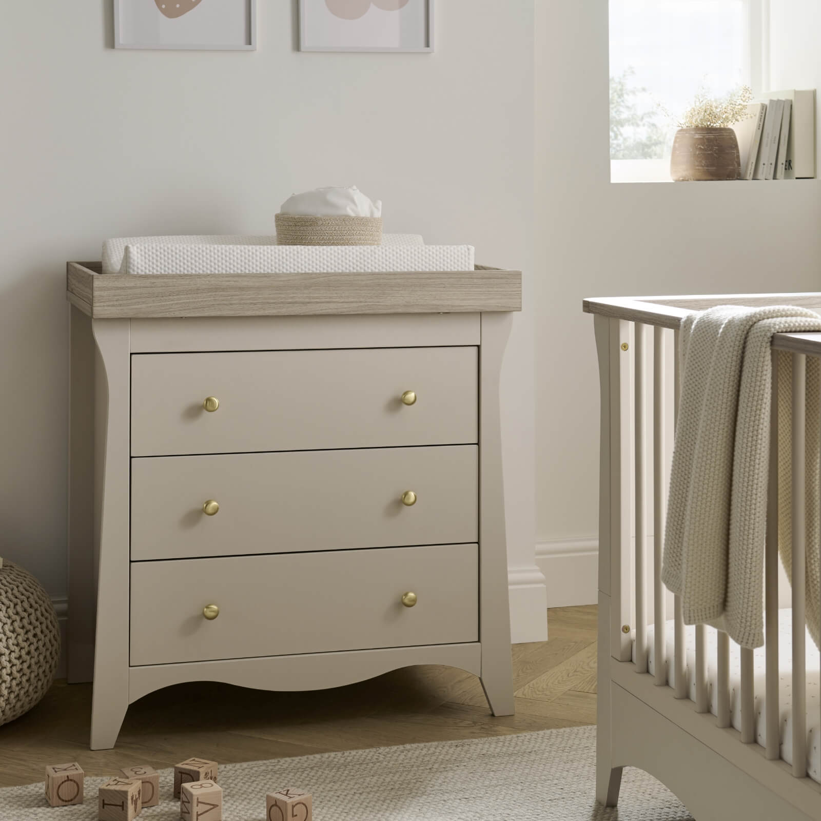 CuddleCo Clara 3 Piece Nursery Room Set - Cashmere/Ash