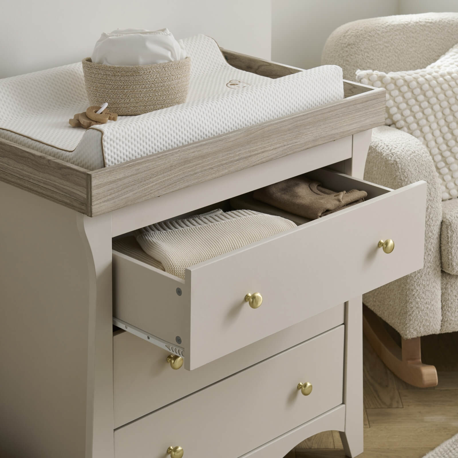 CuddleCo Clara 3 Piece Nursery Room Set - Cashmere/Ash
