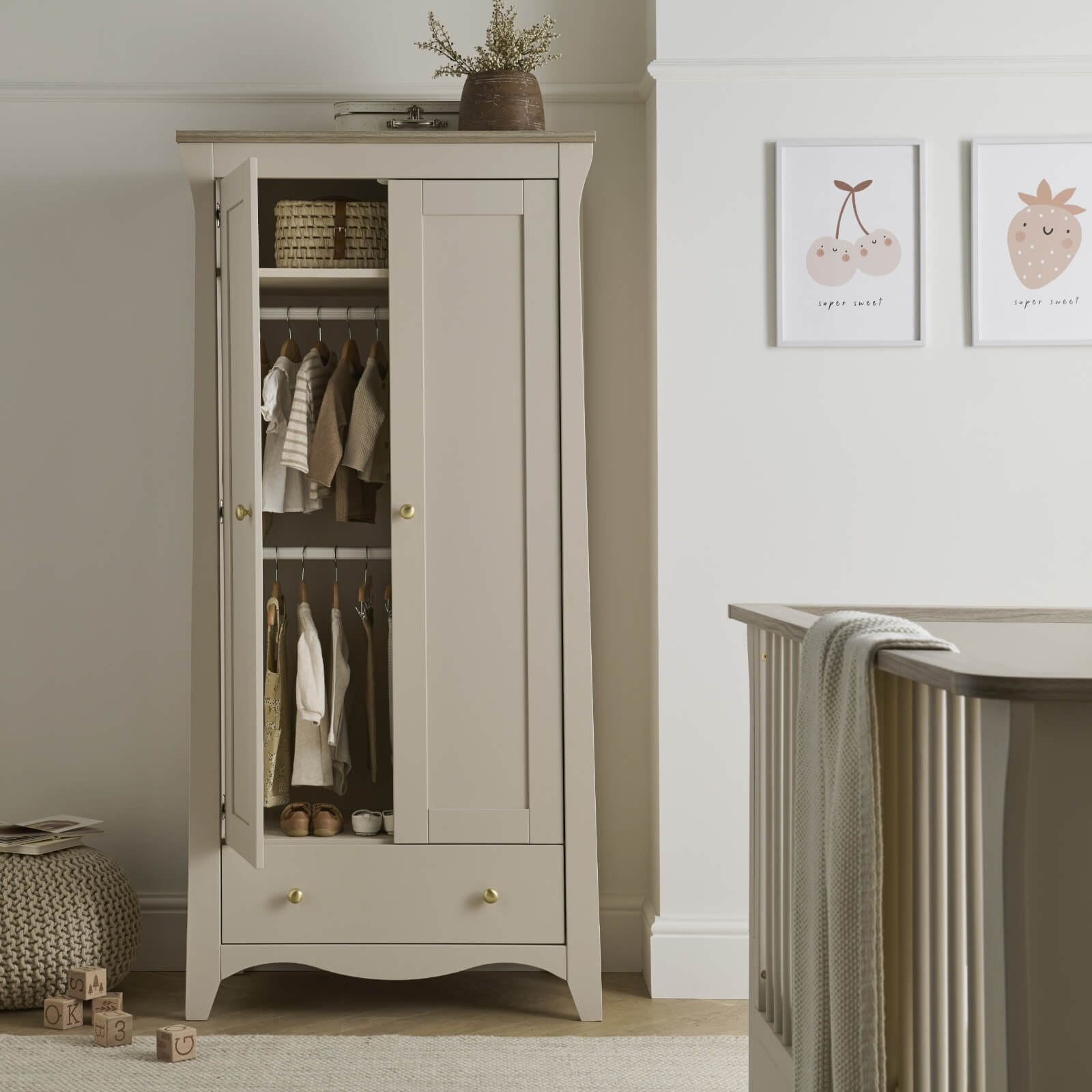 CuddleCo Clara 3 Piece Nursery Room Set - Cashmere/Ash