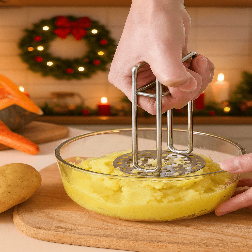 PUREMASH – Ergonomic stainless steel potato masher for effortless, smooth pureeing