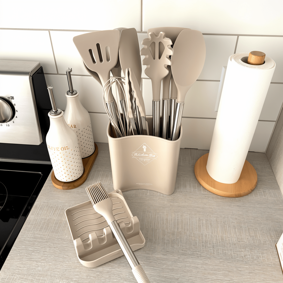 CULINARA PRO - 12-piece silicone kitchen utensil set with stainless steel handles for effortless cooking