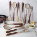 UTENSILIA – Elegant silicone utensil set with handles in wood design