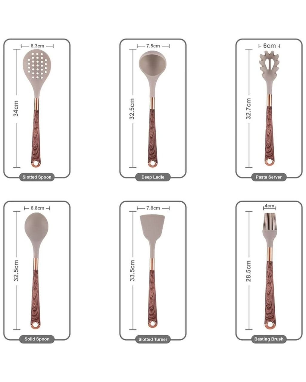 UTENSILIA – Elegant silicone utensil set with handles in wood design