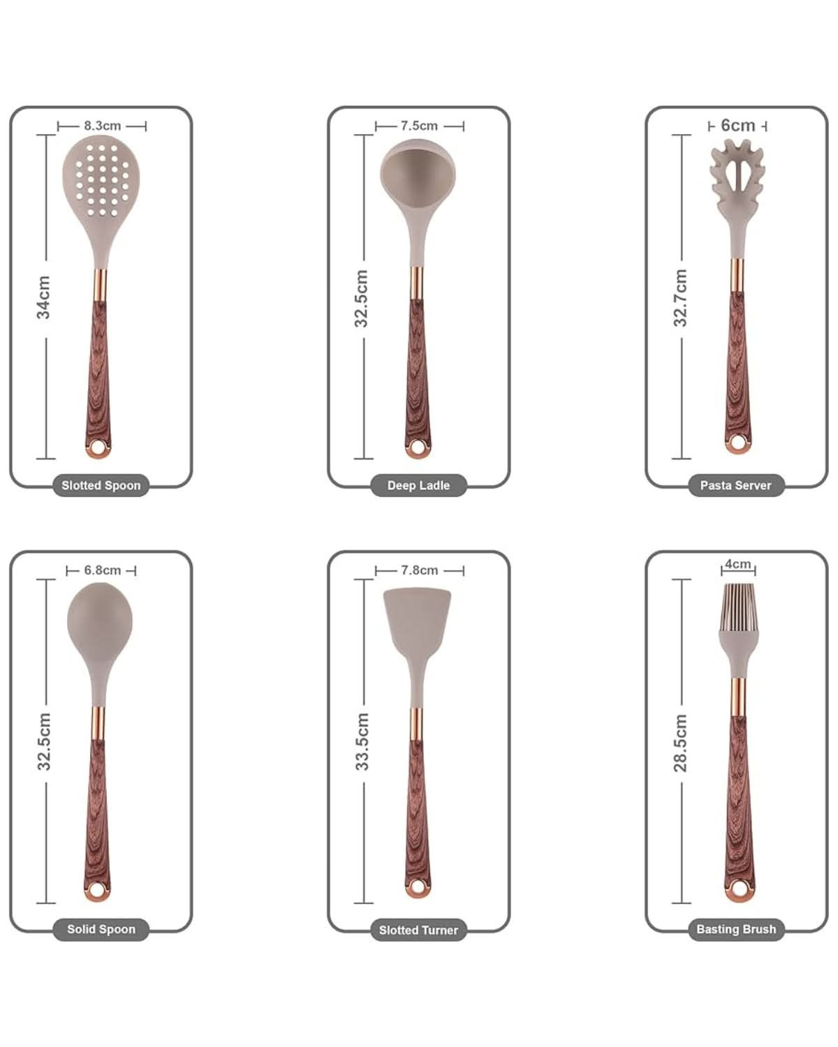 UTENSILIA – Elegant silicone utensil set with handles in wood design