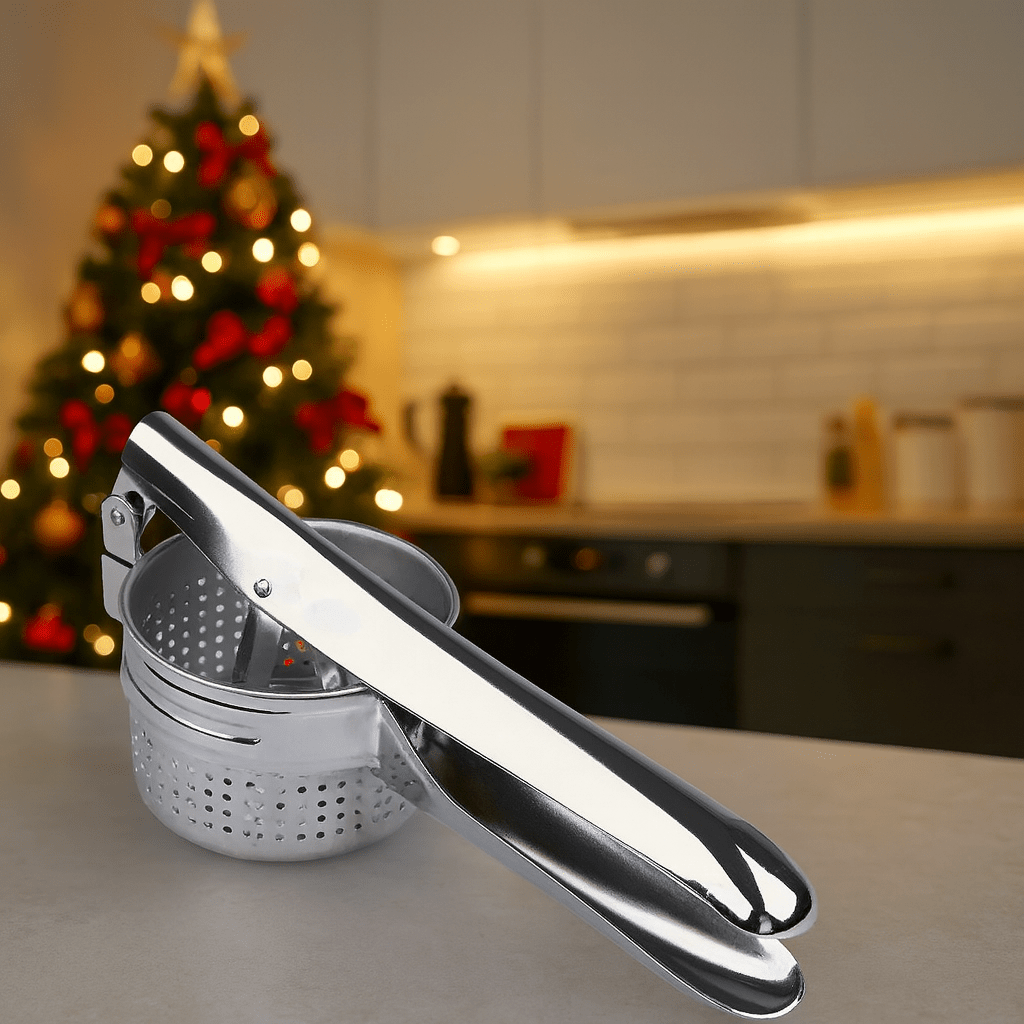 SQUEEZOR – 3-in-1 stainless steel potato press for fruit & vegetables