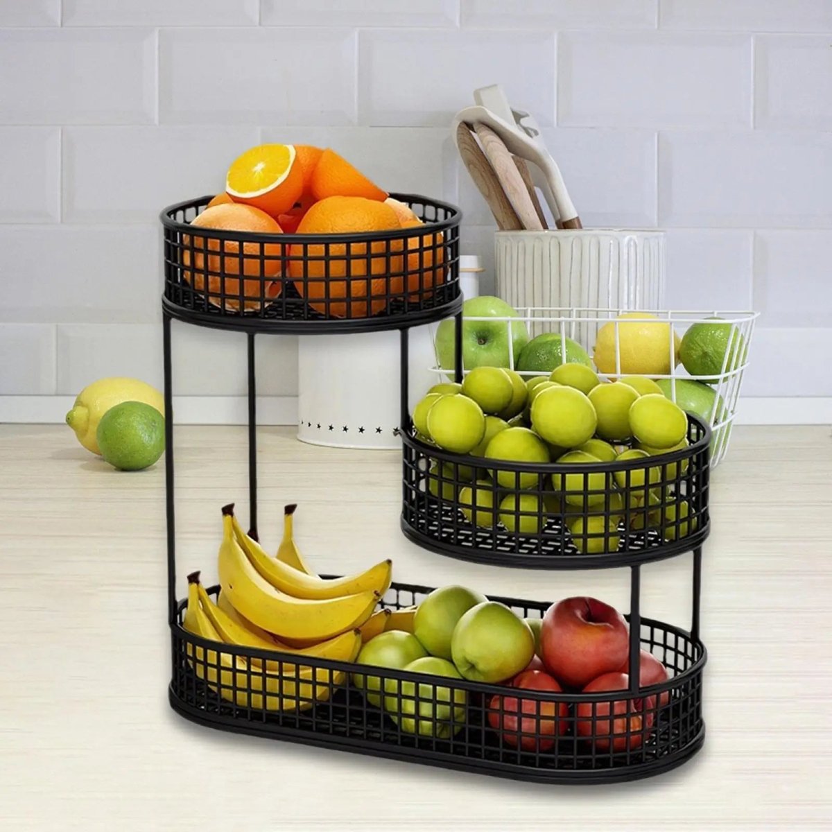 HOMEARC – Elegant multi-tier metal fruit and snack stand for kitchen countertops