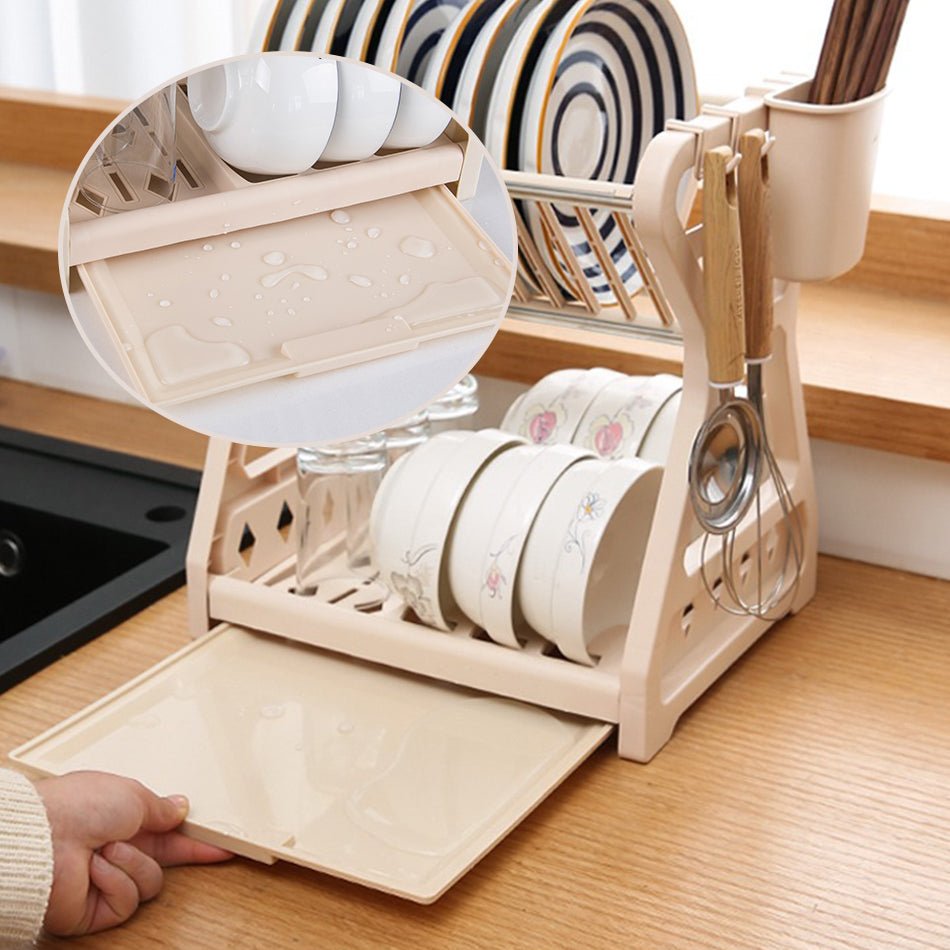 DRAINPRO – Robust 2-Tier Dish Drainer with Drip Tray and Cutlery Holder