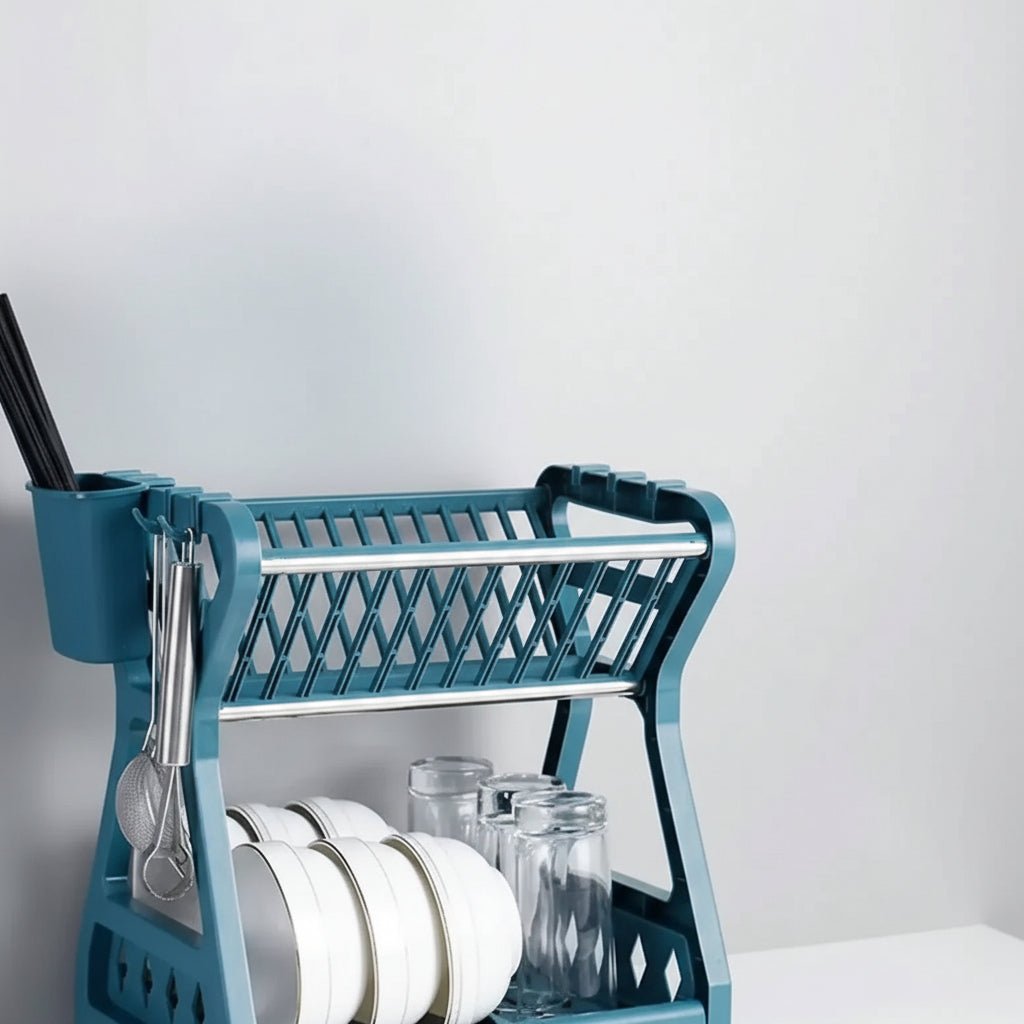 DRAINPRO – Robust 2-Tier Dish Drainer with Drip Tray and Cutlery Holder