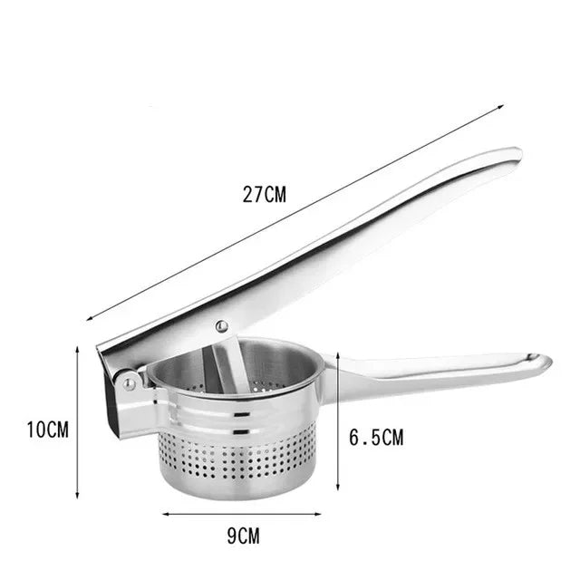 SQUEEZOR – 3-in-1 stainless steel potato press for fruit & vegetables