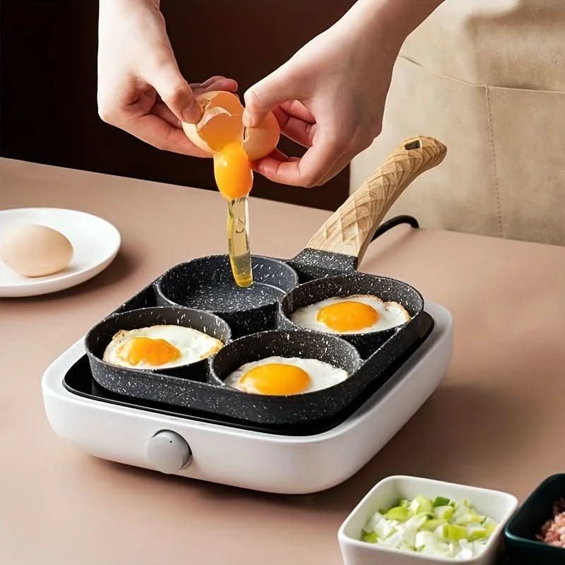 Culinara 4-Hole Non-Stick Pan | Multipurpose Pan for Eggs & Pancakes | Durable Aluminum | Easy to Clean