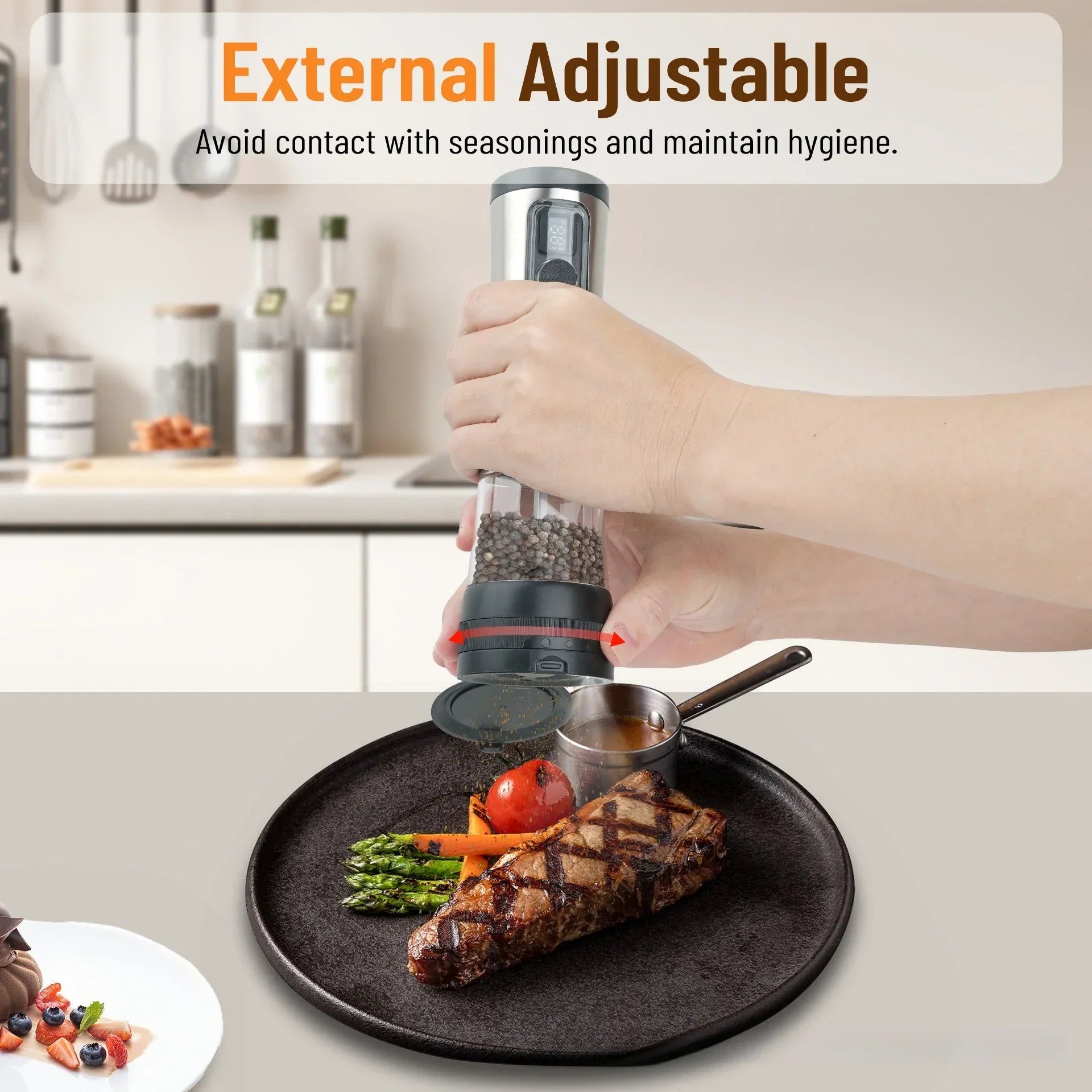 POWERMAHL – Rechargeable Electric Salt and Pepper Grinder Set with Adjustable Grind Settings