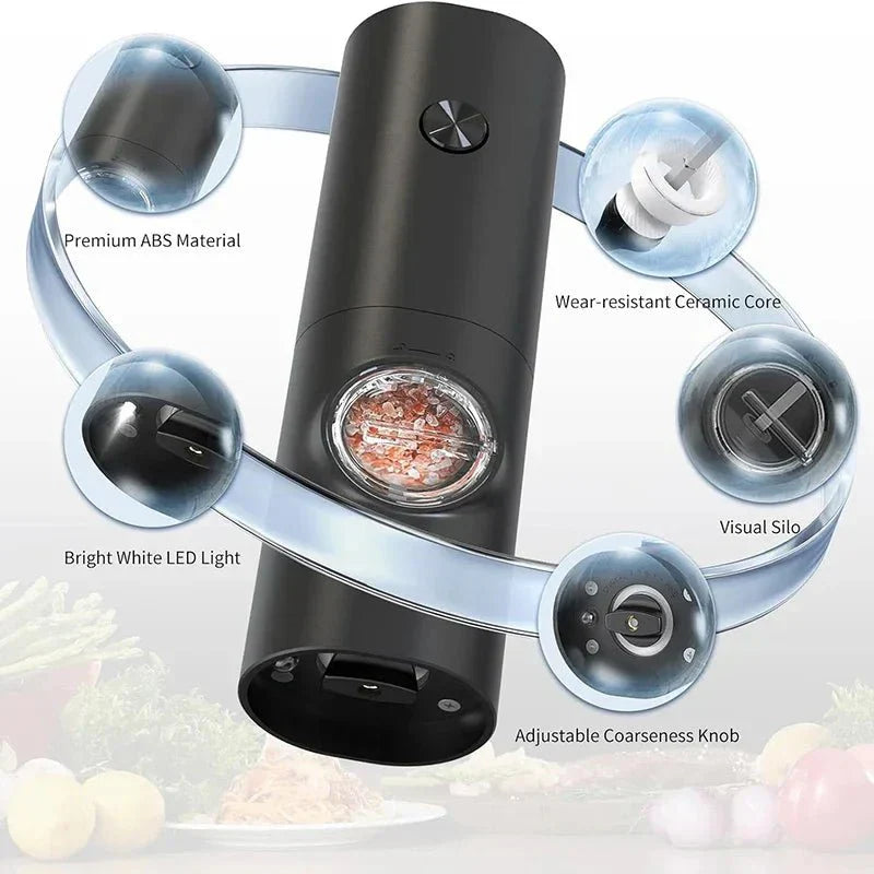 SPICE DUO – Electric Salt and Pepper Grinder Set with Adjustable Grind Setting