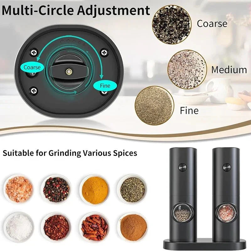 SPICE DUO – Electric Salt and Pepper Grinder Set with Adjustable Grind Setting