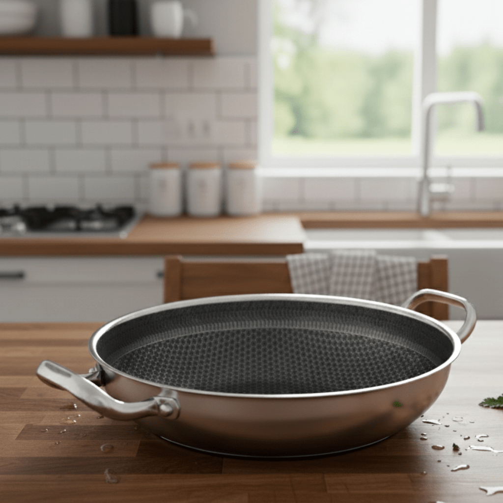 IRONWEAVE – 32cm stainless steel non-stick honeycomb pan for all cooktops