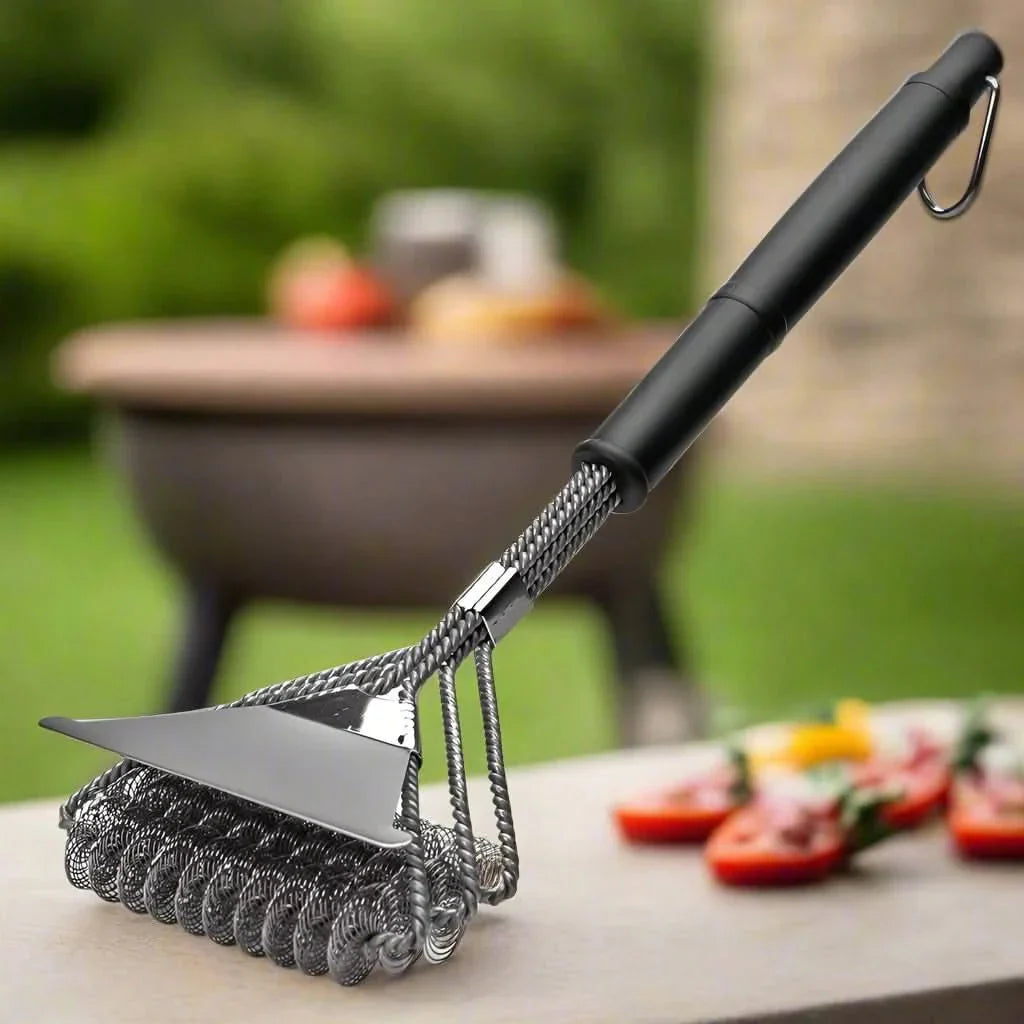 GrillMaster bristle-free BBQ brush - Safe stainless steel barbecue cleaner