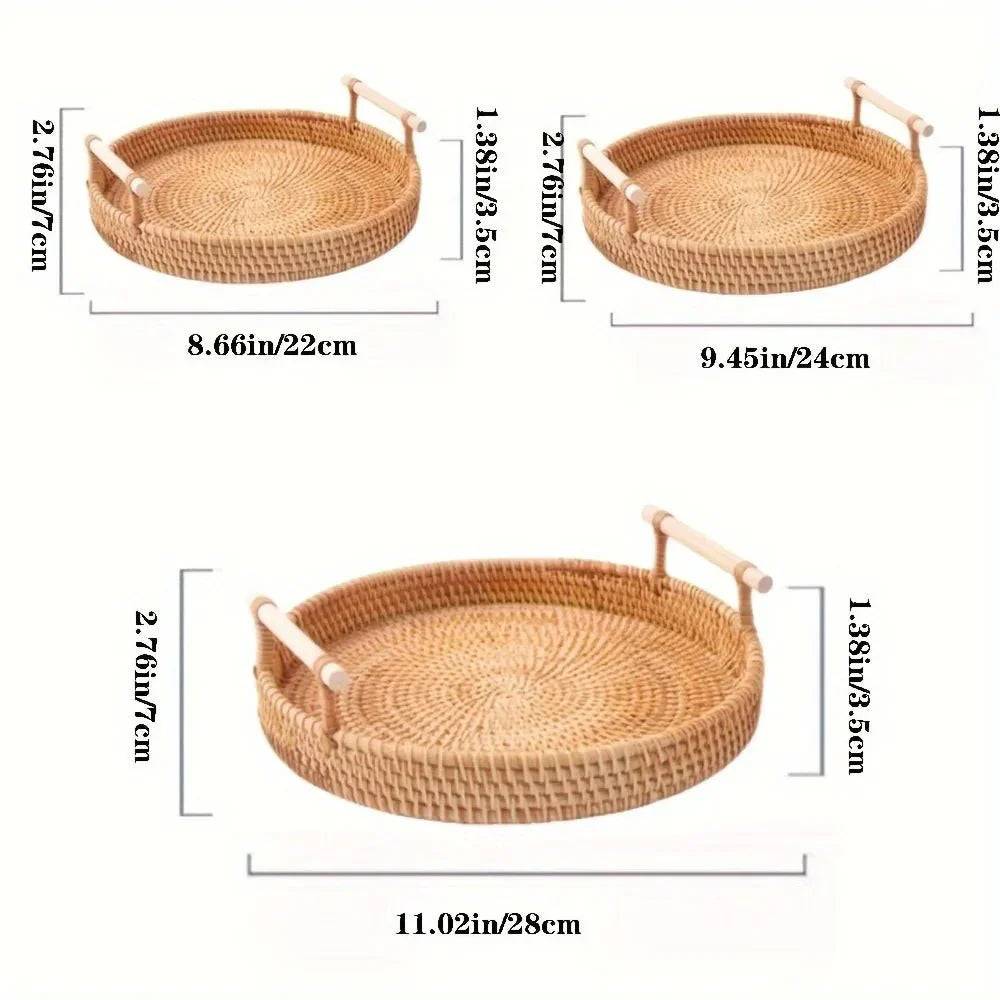 LANDKORB – Handwoven Rattan Tray & Storage Basket with Lid