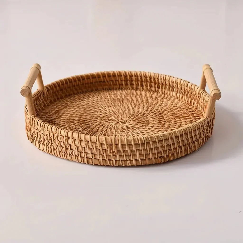 LANDKORB – Handwoven Rattan Tray & Storage Basket with Lid