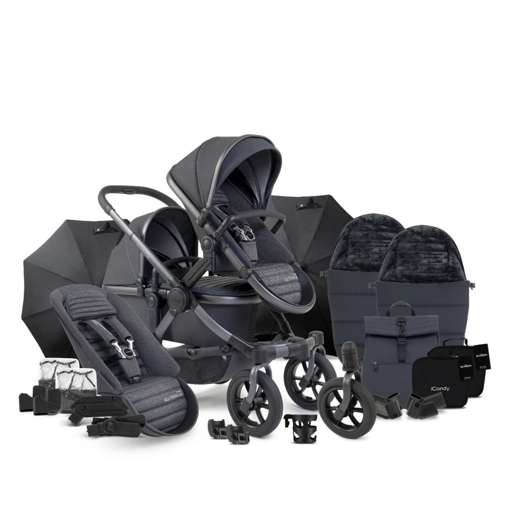 iCandy Peach 7 All Terrain Double Pushchair Bundle | Storm