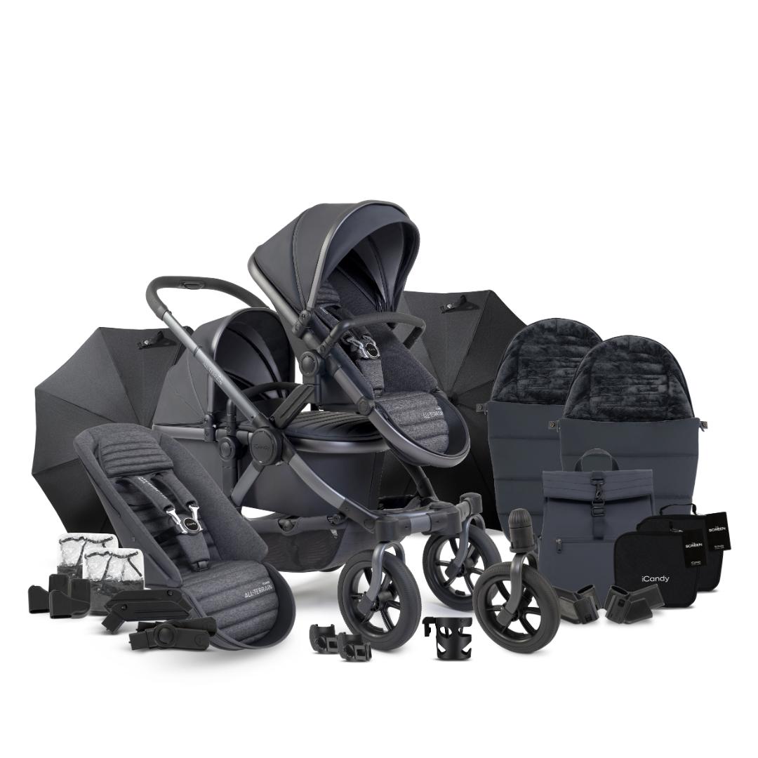 iCandy Peach 7 All Terrain Double Pushchair Bundle | Storm