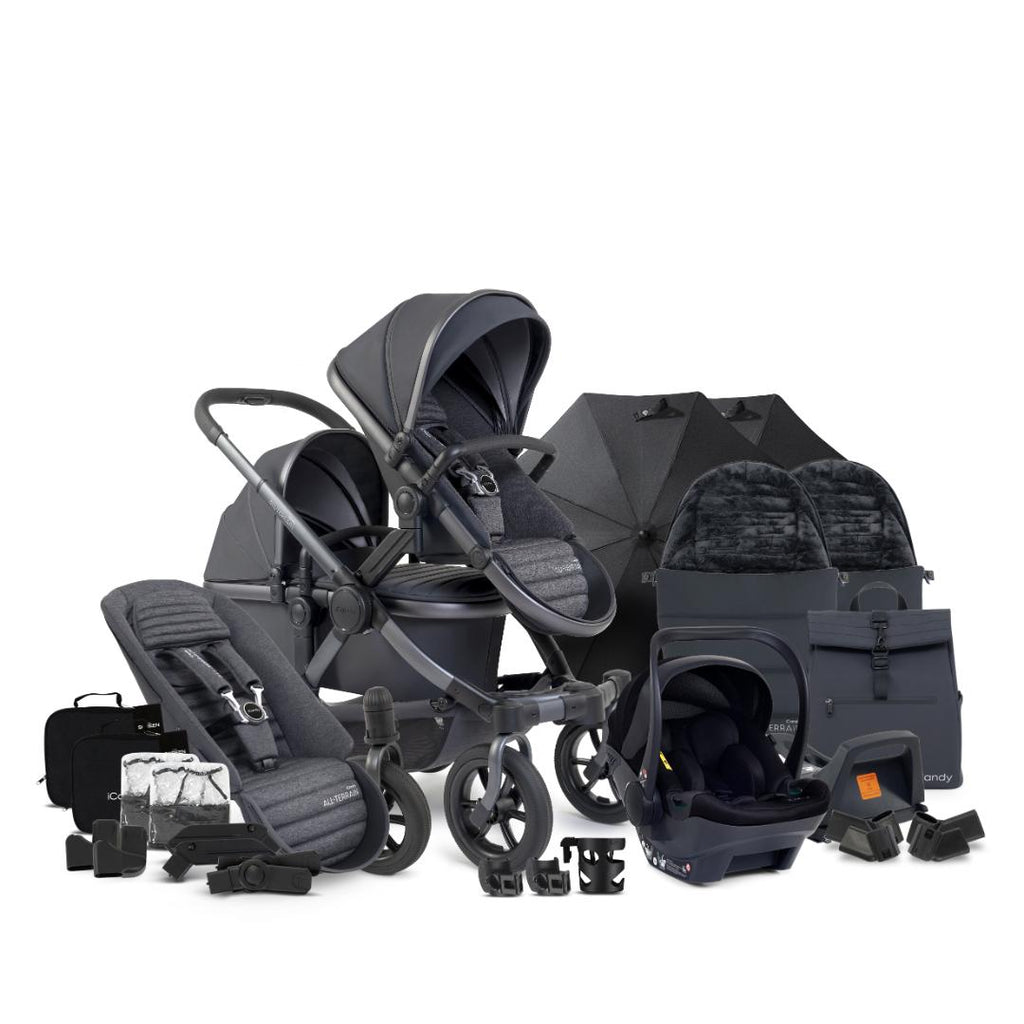 iCandy Peach 7 All Terrain Double Pushchair & Cocoon Bundle | Storm