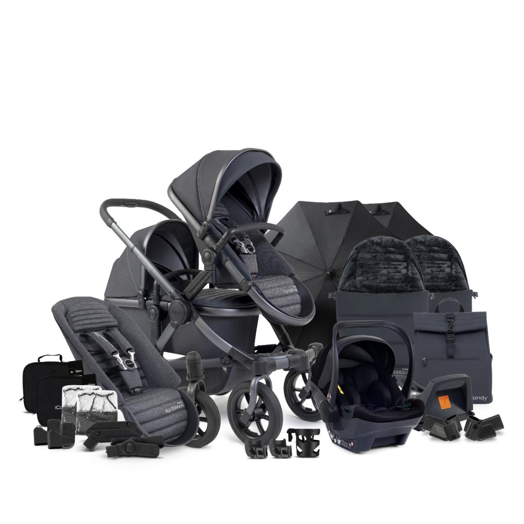 iCandy Peach 7 All Terrain Double Pushchair & Cocoon Bundle | Storm