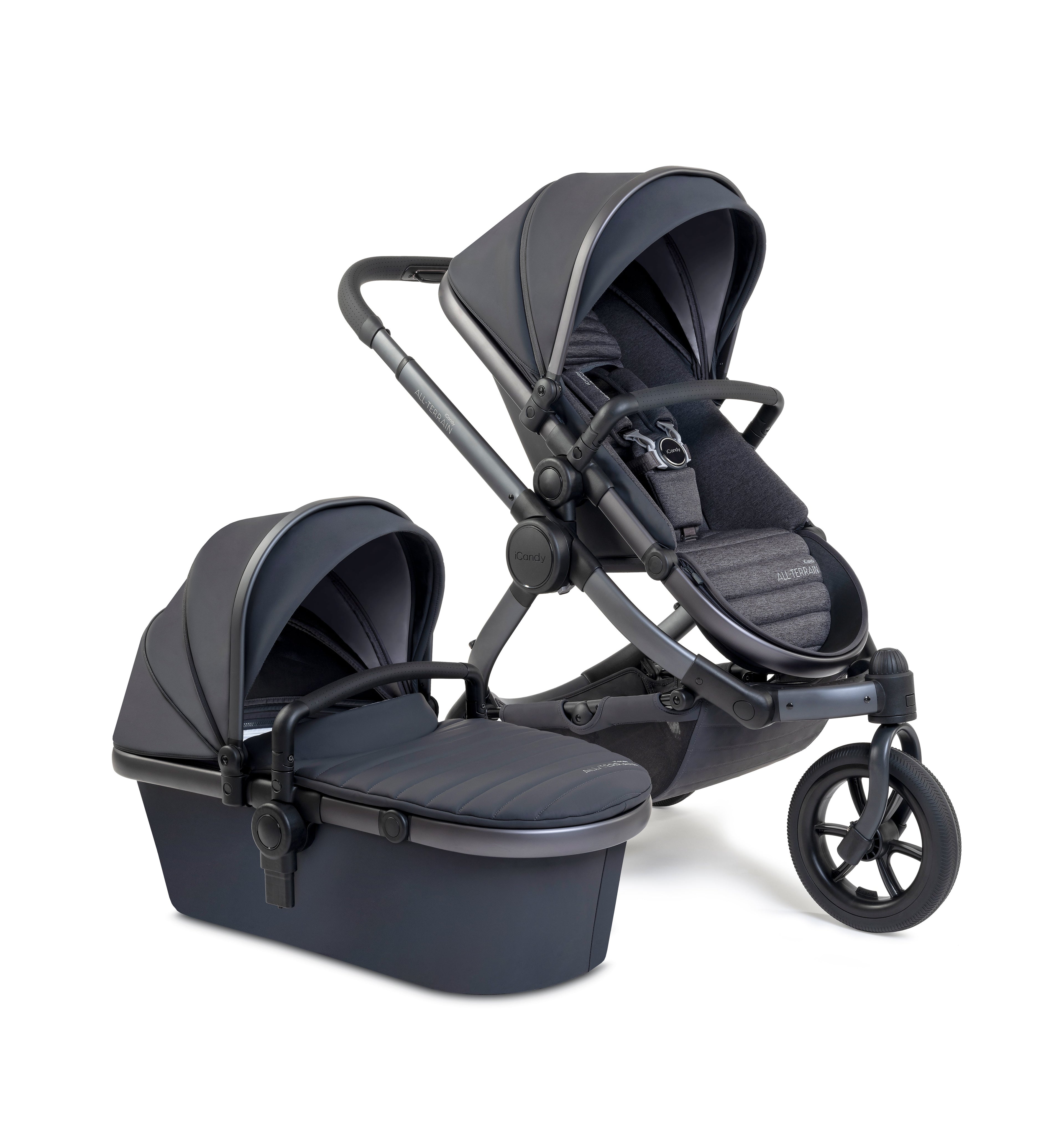 iCandy Peach 7 All Terrain Twin Pushchair & Cocoon Bundle | Storm
