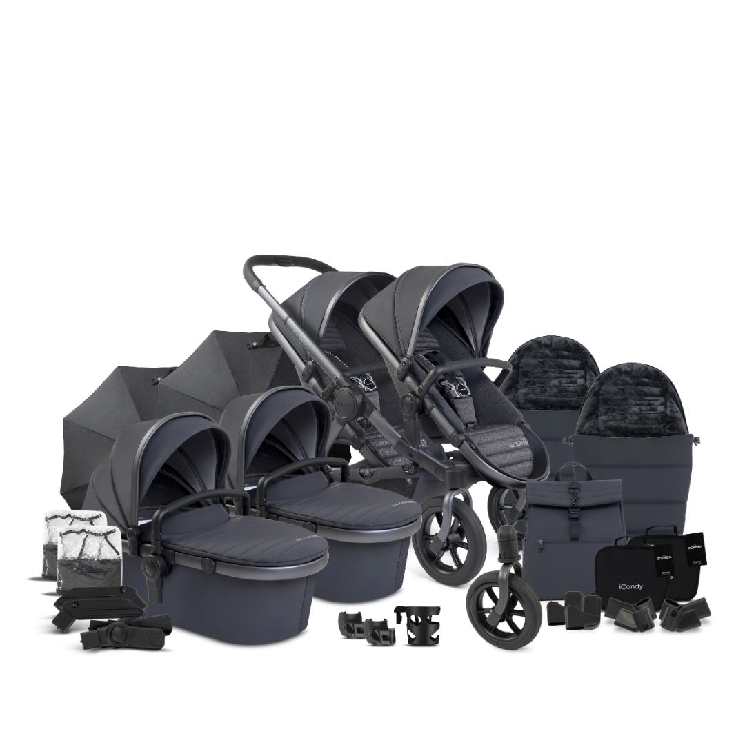 iCandy Peach 7 All Terrain Twin Pushchair Bundle | Storm