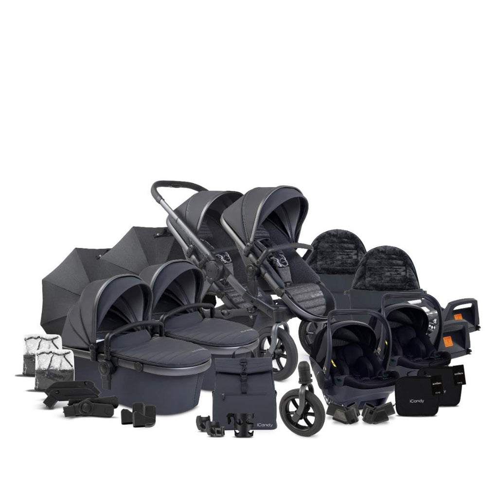 iCandy Peach 7 All Terrain Twin Pushchair & Cocoon Bundle | Storm