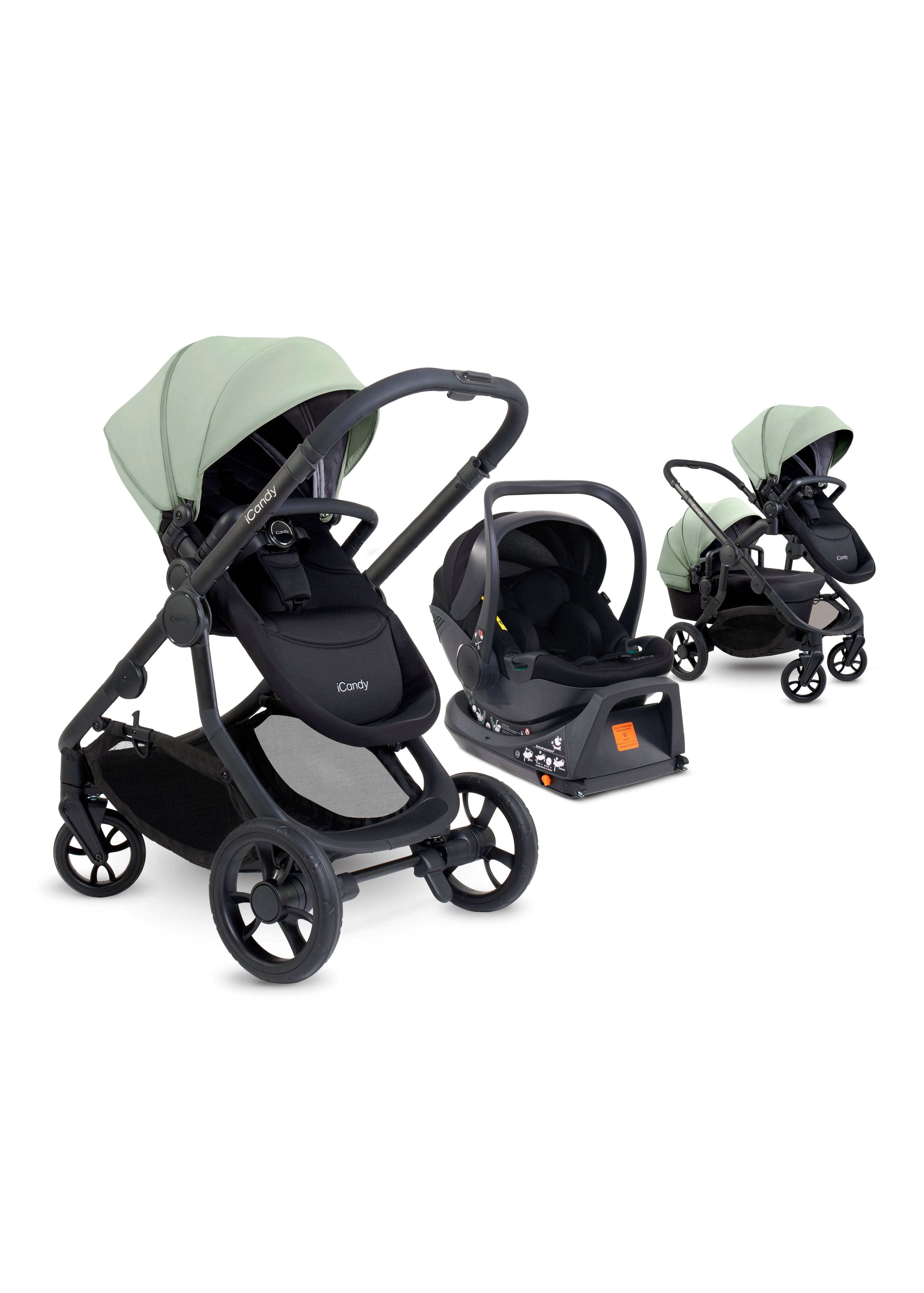 iCandy Orange 4 Pushchair Travel System | Pistachio on Black