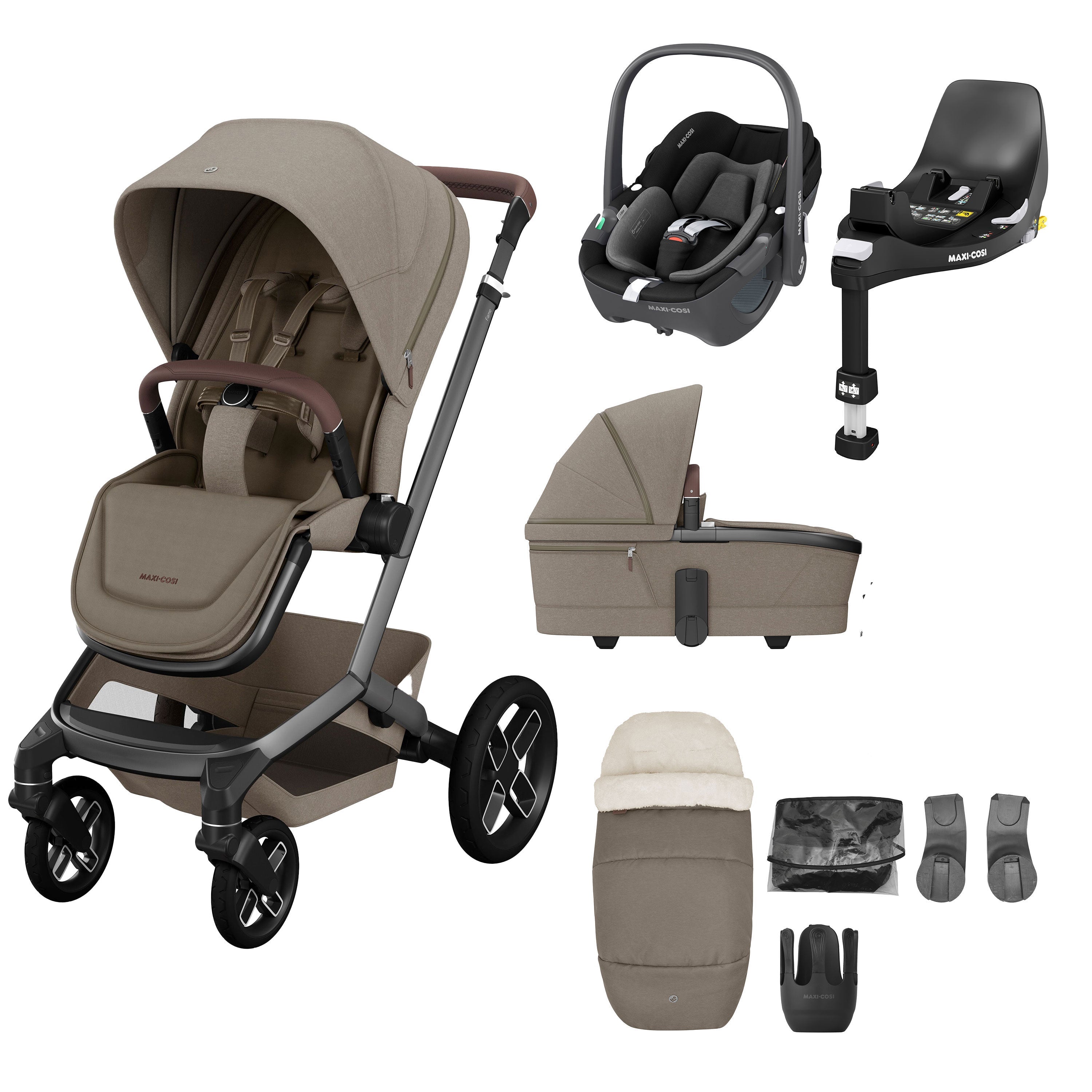 Maxi-Cosi Fame Complete Bundle - Twillic Truffle | Black