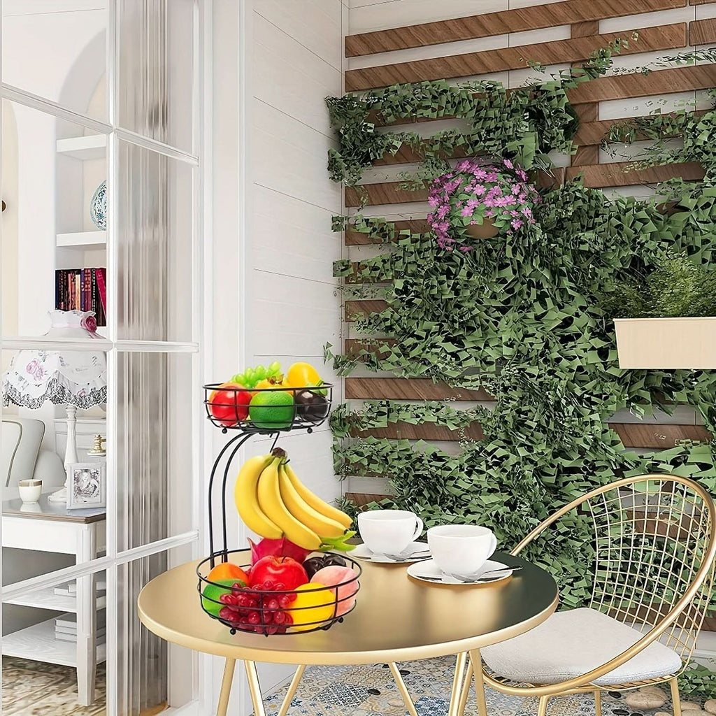 FRUCTARA – 2-Tier Fruit Basket with Banana Holder for Stylish Kitchen Organization