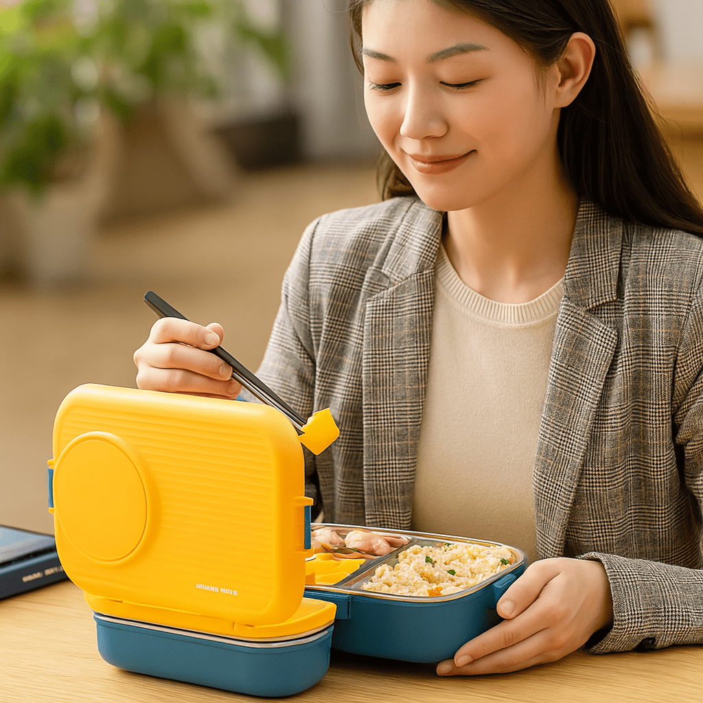 PORTAFRESH – Stainless Steel Lunchbox with Leak-Proof Lid and 3-Compartment Divider System