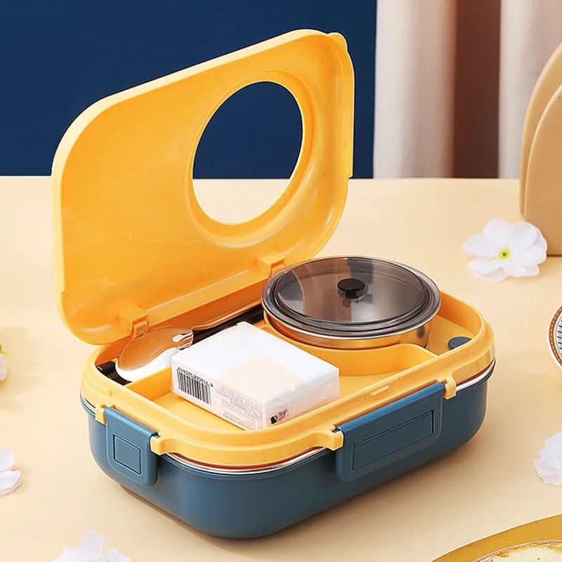 PORTAFRESH – Stainless Steel Lunchbox with Leak-Proof Lid and 3-Compartment Divider System