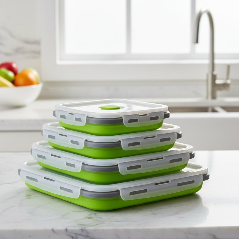 MICROSAFE – Foldable Silicone Meal Prep Containers, Microwave Safe & Space-Saving