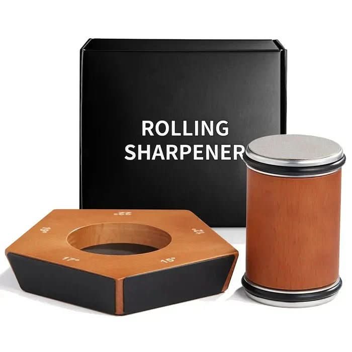SharpRoll Diamond Roller Knife Sharpener – Manual Knife Sharpener with Wood & Diamond Stones