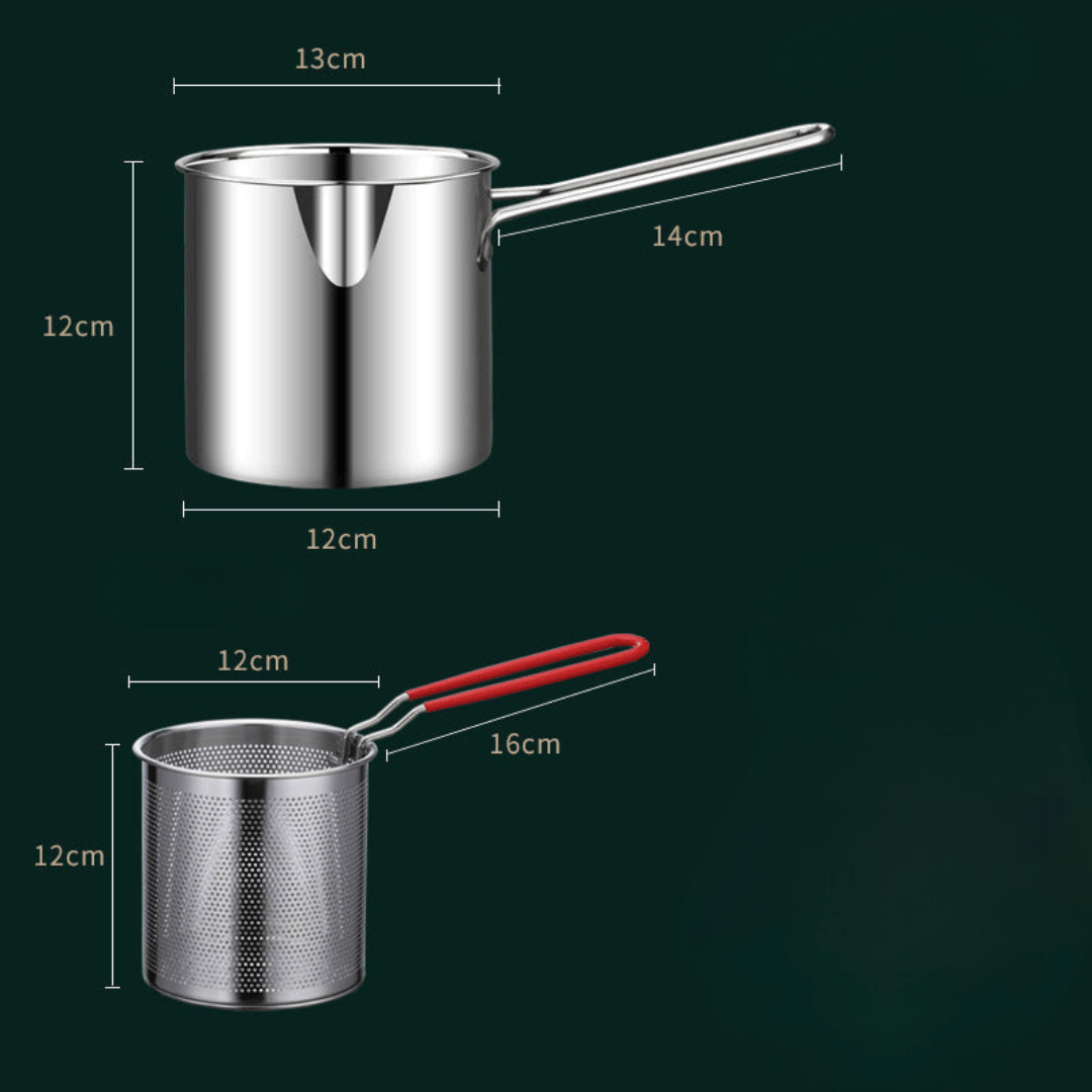 SmartFry Pot - Stainless steel deep fryer with anti-scald handle & oil-saving design