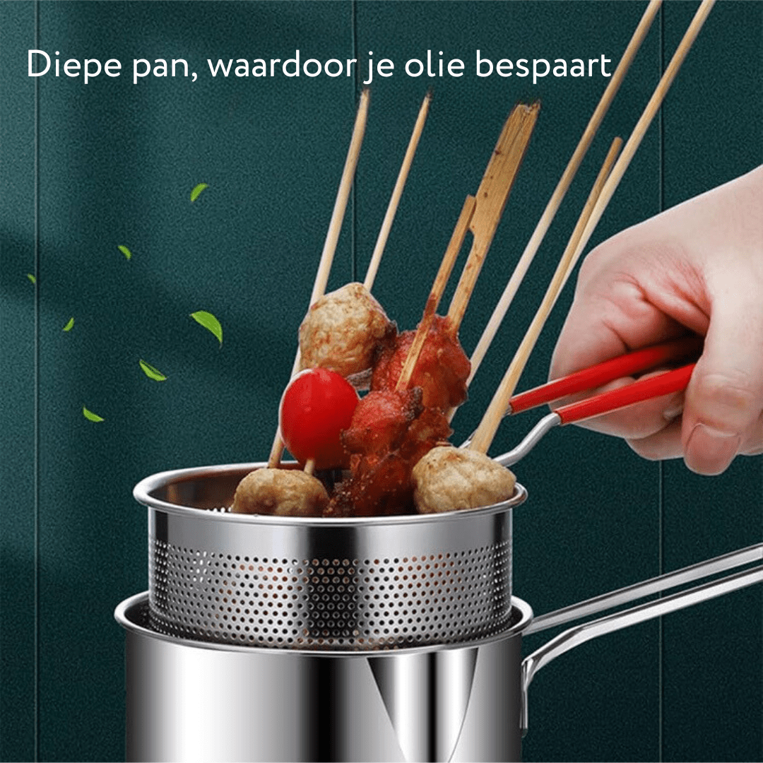 SmartFry Pot - Stainless steel deep fryer with anti-scald handle & oil-saving design